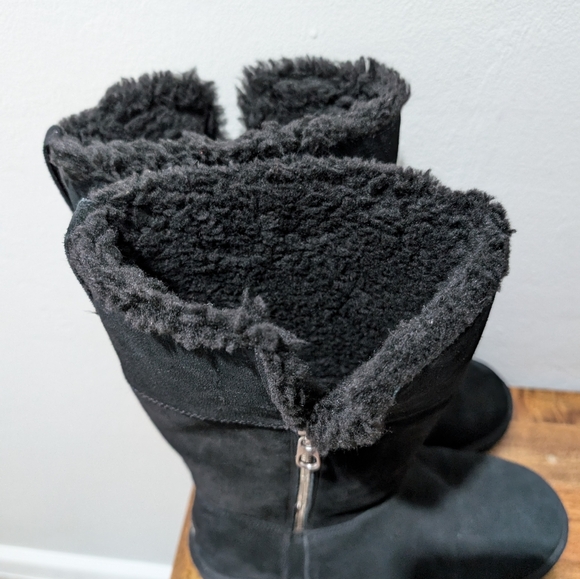 Koolaburra By UGG Aribel Tall 1114831 Womens Black Round Toe Zip Boots Sz 10 - Picture 4 of 9